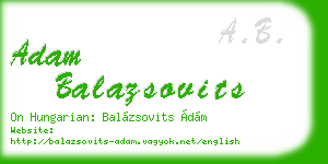 adam balazsovits business card